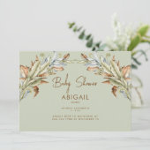 ミニマルな sage ベビーシャワー招待状 招待状 (スタンド正面)