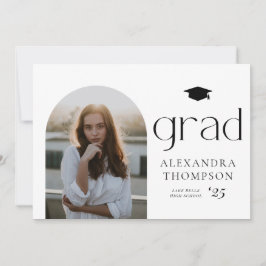 ミニマルなArchフォトブラック写真卒業 案内状