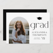 ミニマルなArchフォトブラック写真卒業 案内状 (正面/裏面)