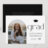 ミニマルなArchフォトブラック写真卒業 案内状 (正面/裏面)