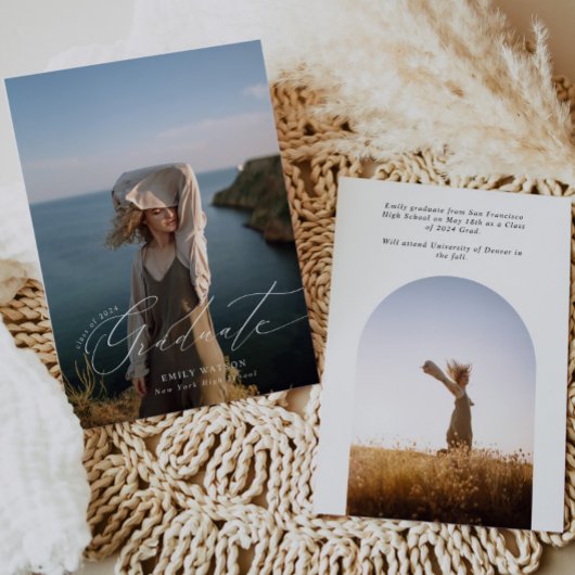 ミニマルなArch写真の卒業発表 案内状