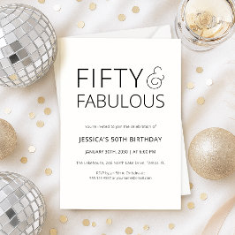 ミニマルなFifty and Fabulous 50歳の誕生日パーティー 招待状