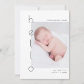 ミニマルなhelloベビー写真の誕生のお知らせ 招待状 (正面)