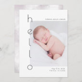 ミニマルなhelloベビー写真の誕生のお知らせ 招待状 (正面/裏面)