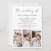 ミニマルなQRコードのシンプルな結婚式 招待状 (正面)