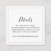ミニマルなQRコードの結婚式詳細カード エンクロージャーカード (正面)