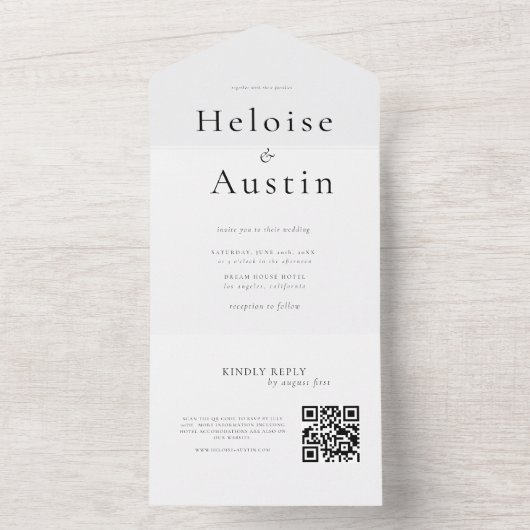 ミニマルなQRコードオールインワン招待状 オールインワン招待状 (内側)