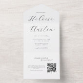 ミニマルなQRコード付きオールインワン招待状 オールインワン招待状 (内側)