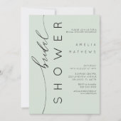 ミニマルなsageグリーンのブライダルシャワー 招待状 (正面)