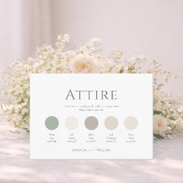 ミニマルなsage greenの結婚式の衣装カラーパレット 招待状