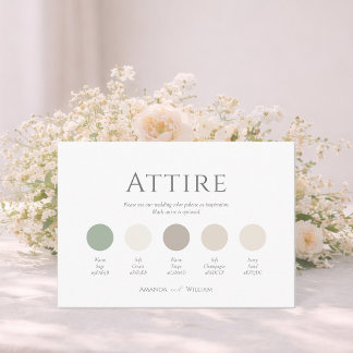 ミニマルなsage greenの結婚式の衣装カラーパレット 招待状