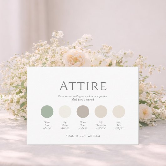 ミニマルなsage greenの結婚式の衣装カラーパレット 招待状