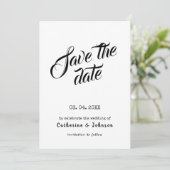 ミニマルなSAVE THE DATE  カリグラフィー テキスト 招待状 (スタンド正面)