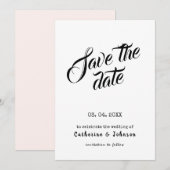 ミニマルなSAVE THE DATE  カリグラフィー テキスト 招待状 (正面/裏面)