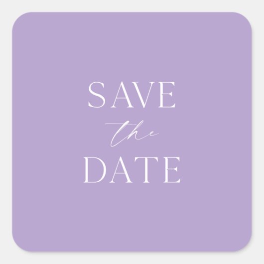 ミニマルなSave the Date スティッカー スクエアシール (正面)
