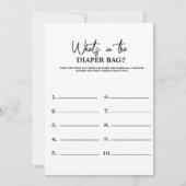 ミニマルなwhatinバッグベビーショアゲームカード 招待状 (正面)