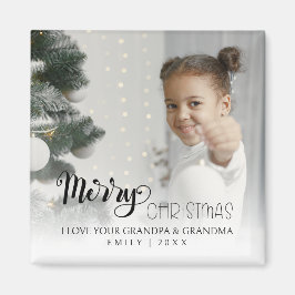ミニマルのおじいちゃんおばあちゃんのクリスマスフォト マグネット