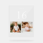 ミニマルの結婚カップルのベビーフォトテーブル番号 アクリルサイン (正面)