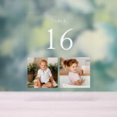 ミニマルの結婚カップルのベビーフォトテーブル番号 アクリルサイン (ニュートラル)