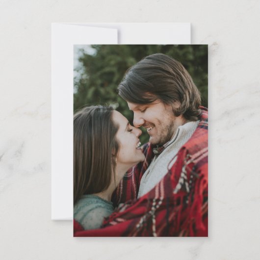 ミニマルの結婚フォトオーバーレイ書道スクリプト サンキューカード (裏面)