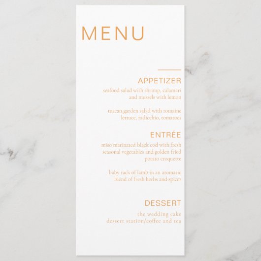 ミニマルの結婚メニュー誕生日シャワーパーティー メニュー (正面)