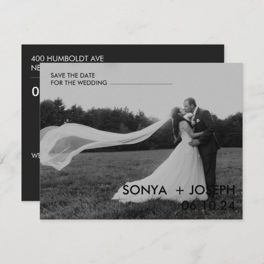 ミニマルの結婚写真Date Cardを保存 (正面/裏面)