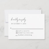 ミニマルの結婚台本のシンプル返事 出欠カード (正面)