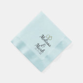 ミニマルの結婚金ゴールドシンプルリングや輪ブルーモノグラム 縁ありカクテルナプキン (角)