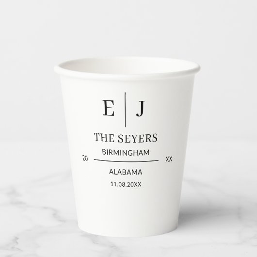 ミニマルの結婚飲み物用品ウェディングパーティーフォヴォー 紙コップ (正面)