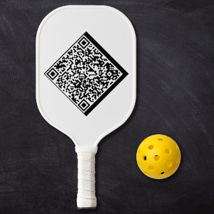 ミニマルはっきりしたカッコいいモダン白カスタムQRコード ピックルボールラケット