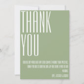 ミニマルはっきりしたタイポグラフィセージ緑の白い写真 サンキューカード (正面)