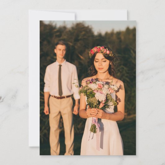 ミニマルはっきりしたタイポグラフィセージ緑の白い写真 サンキューカード (裏面)