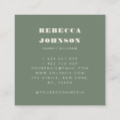 ミニマルはっきりしたタイポグラフィセージ緑モダンこんにちは スクエア名刺 (裏面)