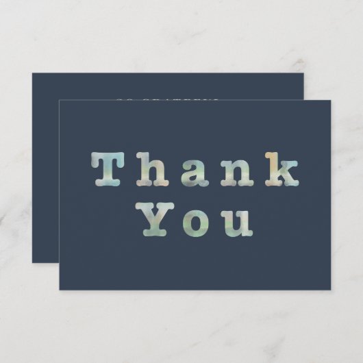 ミニマルはっきりしたタイポグラフィネイビーブルーセージ誕生日 サンキューカード (正面/裏面)