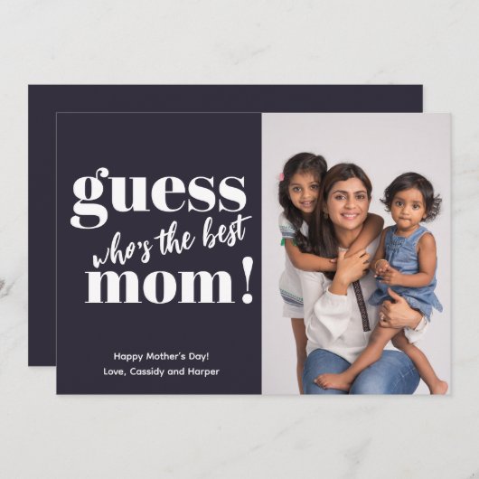 ミニマルはっきりしたタイポグラフィフォトマザーズデイカード (正面/裏面)