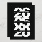 ミニマルはっきりしたタイポグラフィ結婚ズ セーブザデート (正面/裏面)