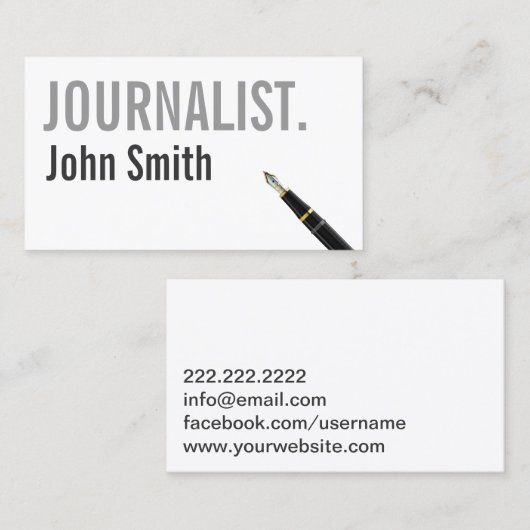 ミニマルはっきりしたタイポグラフィ記者 名刺 (正面/裏面)