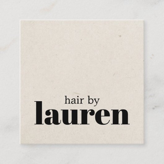 ミニマルはっきりしたナチュラルブラックヘアサロン スクエア名刺 (正面)