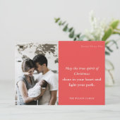 ミニマルはっきりしたフェスティバル1フォトレッドクリスマススピリット シーズンカード (スタンド正面)