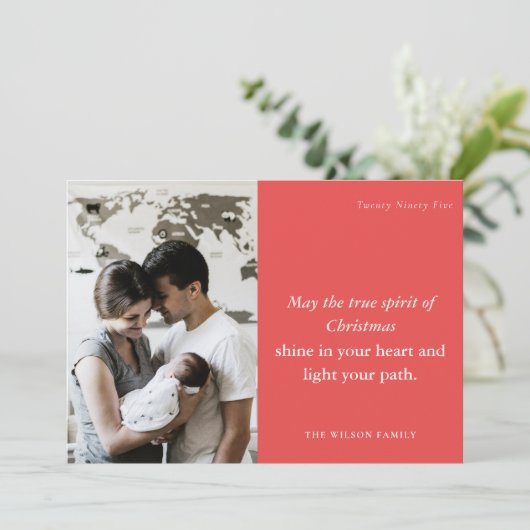 ミニマルはっきりしたフェスティバル1フォトレッドクリスマススピリット シーズンカード (スタンド正面)