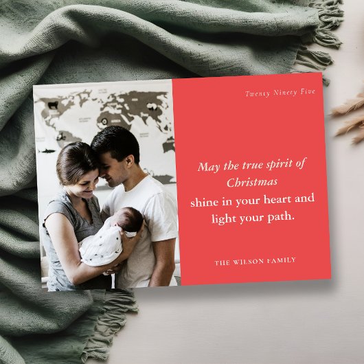 ミニマルはっきりしたフェスティバル1フォトレッドクリスマススピリット シーズンカード
