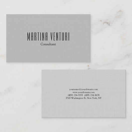 ミニマルはっきりしたプロフェッショナルプレインシルバーグレー 名刺 (正面/裏面)