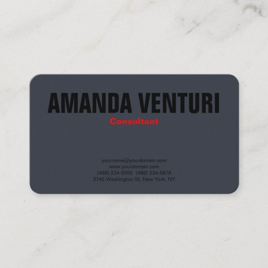 ミニマルはっきりしたプロフェッショナルプレインブルーグレー 名刺 (正面)