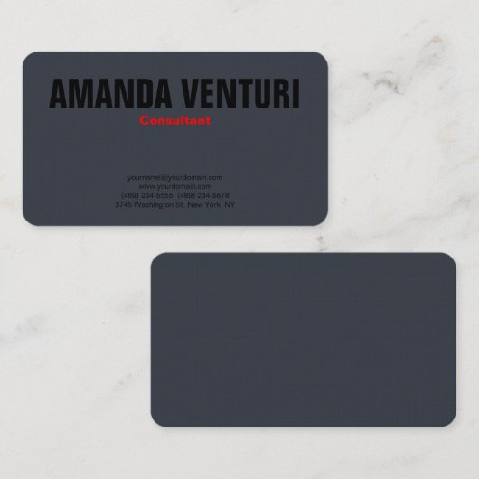 ミニマルはっきりしたプロフェッショナルプレインブルーグレー 名刺 (正面/裏面)