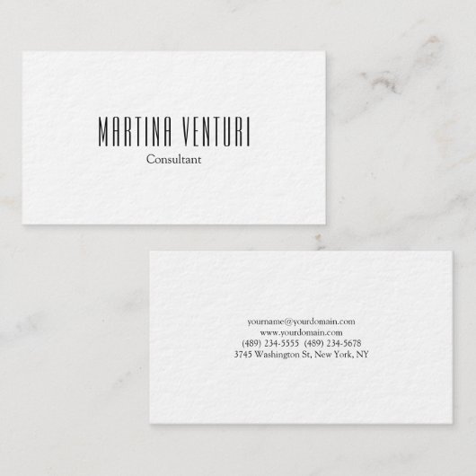 ミニマルはっきりしたプロフェッショナルプレーン白黒 名刺 (正面/裏面)