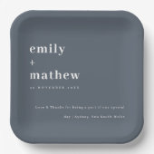 ミニマルはっきりしたモダングレイタイポグラフィ結婚ズ ペーパープレート (正面)