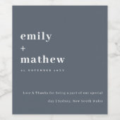 ミニマルはっきりしたモダングレイタイポグラフィ結婚ズ ワインラベル (シングルラベル)