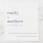 ミニマルはっきりしたモダングレイタイポグラフィ結婚ズ ワインラベル (シングルラベル)