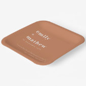 ミニマルはっきりしたモダンRust Orangeタイポグラフィ結婚's ペーパープレート (傾斜あり)