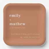 ミニマルはっきりしたモダンRust Orangeタイポグラフィ結婚's ペーパープレート (正面)